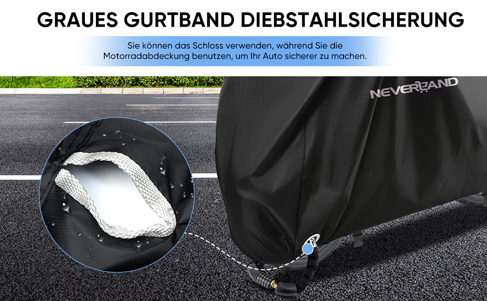 Водонепроникний чохол для мотоцикла 300D NEVERLAND - захист від зимових опадів, 220x95x110 см, чорний