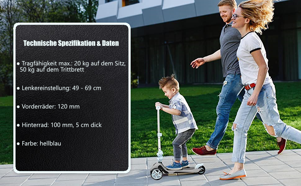 Самокат дитячий Kinderroller HyperMotion 3в1 блакитний: самокат, біговел, літній транспорт для дівчаток та хлопчиків