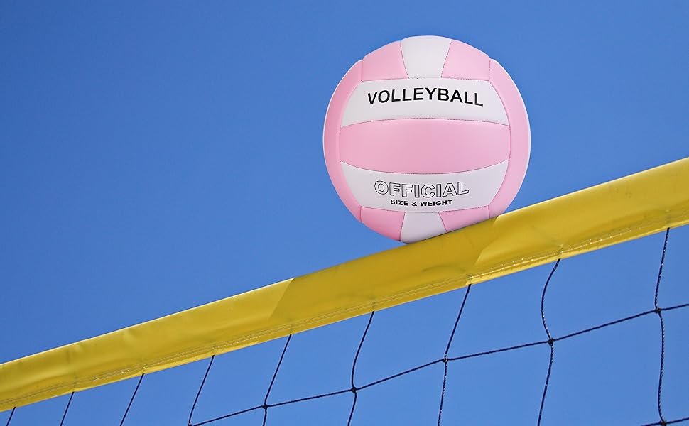 М'яч для волейболу EVZOM Super Soft, розмір 5, для пляжу/залу/басейну/тренувань - преміум якість, рожево-білий