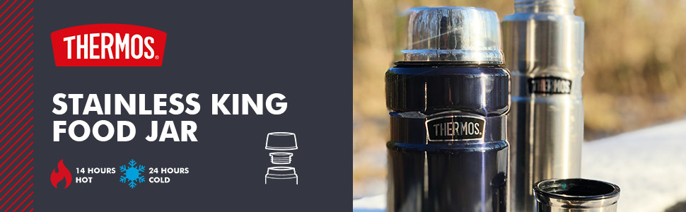 Термос STAINLESS KING для їжі чорний матовий 0,47л - нержавіюча сталь, абсолютно герметичний, зберігає їжу гарячою 9 годин та холодною 14 годин, з відкидним ложкою, без BPA (Midnight Blue Polished, 0,71 л)