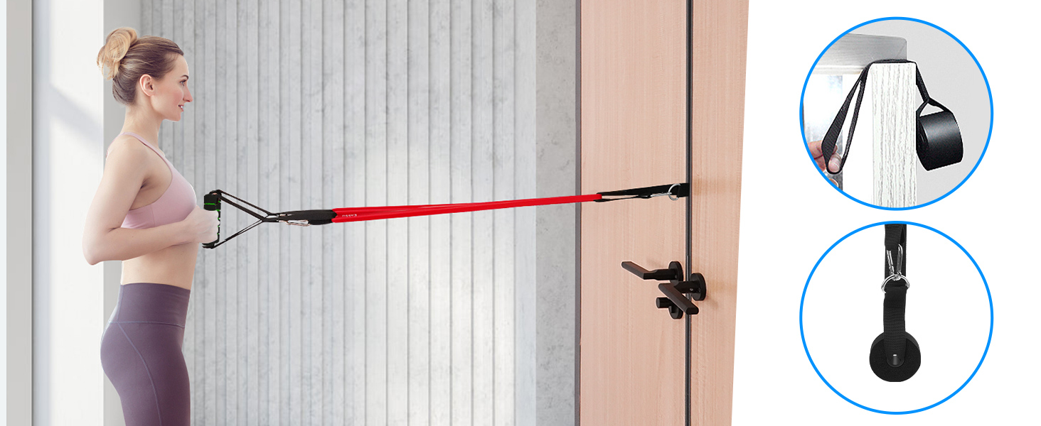 Набір еластичних стрічок для фітнесу Fokky, стрічки опору для силових тренувань, йоги та пілатесу, з дверним кріпленням та ручками