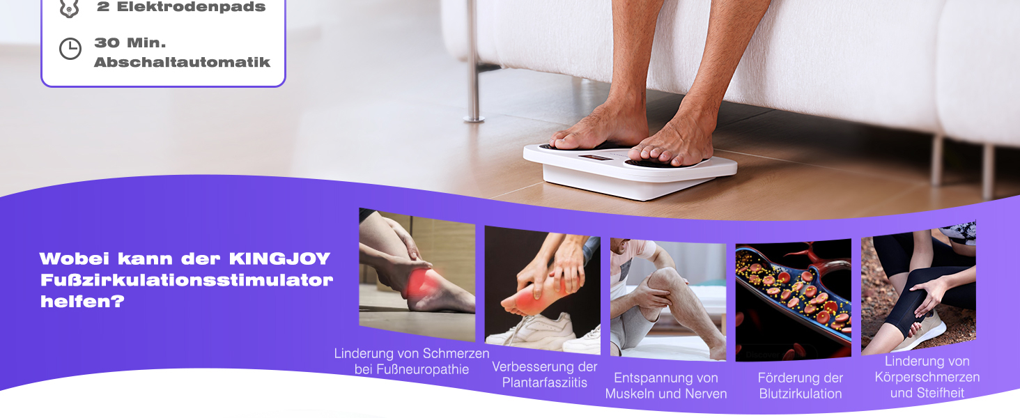 Масажер для ніг та тіла Medic EMS TENS - стимулятор кровообігу з 10 режимами та 20 рівнями інтенсивності. Зменшує біль при п'ятковому фасціїті, невропатії та болю. Білий колір.