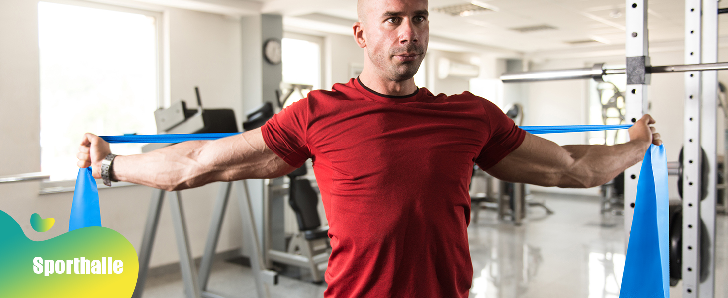 Набір фітнес-резинки 4 шт. (1.8M/2M), 4 рівні опору, постер з вправами, сумка для перенесення, інструкція, ідеально для йоги, пілатесу, м'язового тренування. Кольори: жовтий, червоний, зелений, синій (градієнт синього, 2.0 м)