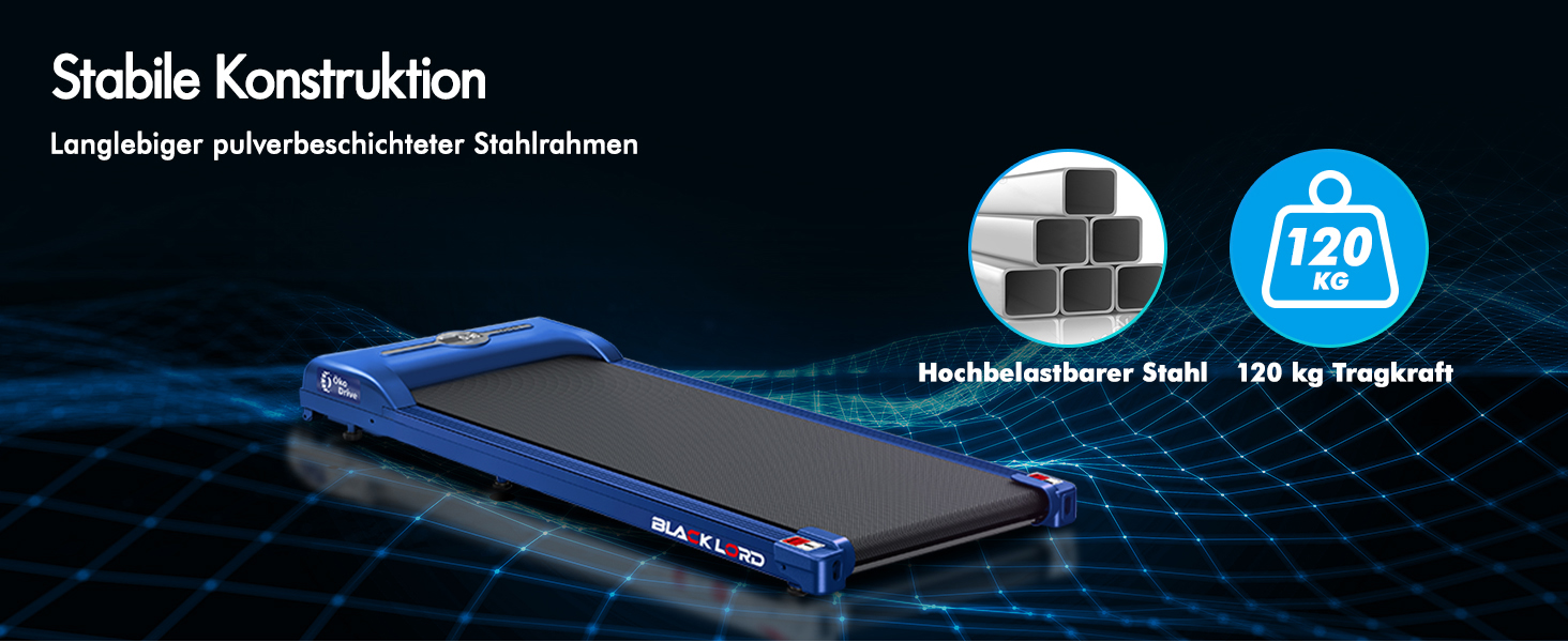 Walkingpad Laufband BLACK LORD SL9 - біговий доріжка, портативна, до 16 км/год, нахил до 9%, LED-дисплей, Bluetooth, для дому та офісу