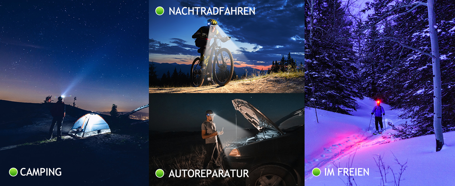 LED налобний ліхтар з акумулятором, ультратонкий, з інтелектуальним сенсором, 1500mAh, супер яскравий, 2 шт. 9 режимів світла, 4 кольори, легкий, водонепроникний для кемпінгу, бігу, риболовлі