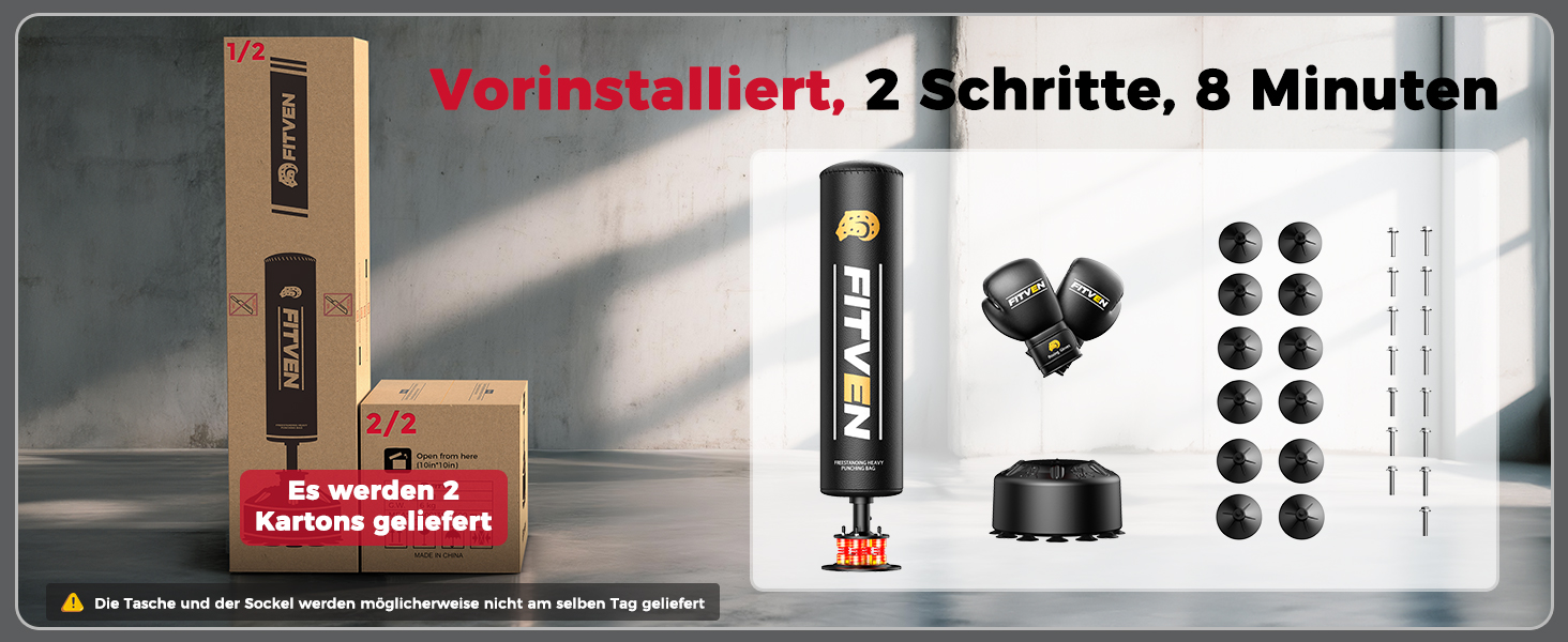 Боксерський мішок FITVEN стійкий з рукавичками, важкий, на присосках для дорослих та дітей, чорний