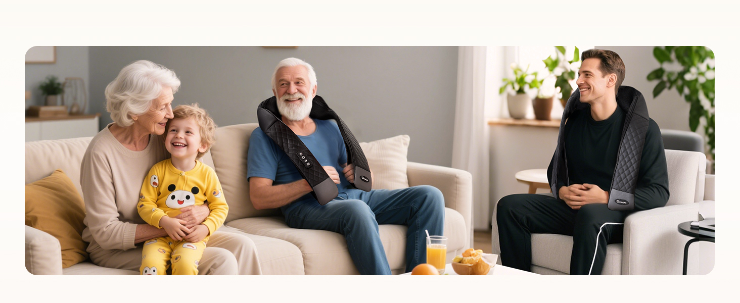 Масажер для шиї та плечей KNQZE® 4D Shiatsu бездротовий: глибокий масаж для зняття напруги в шиї, плечах та спині. Ідеальний подарунок для жінок, мам, тат.