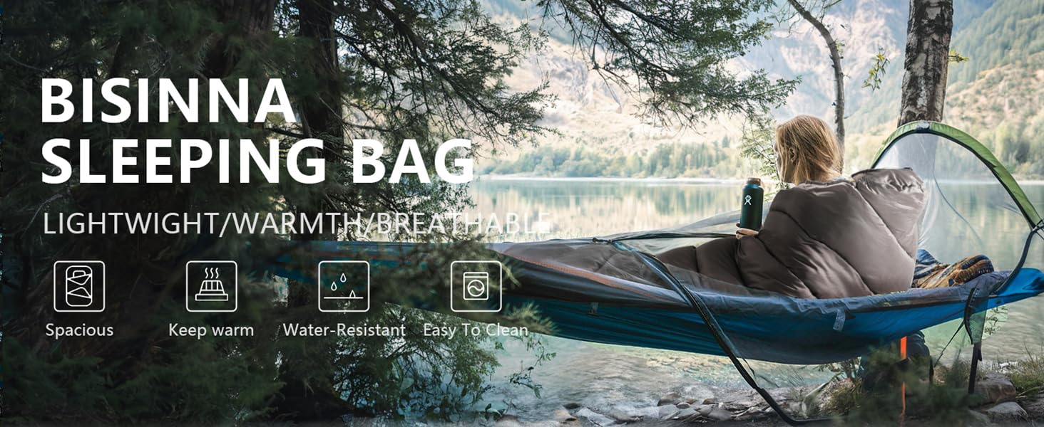 Спальний мішок BISINNA зимовий для дорослих 0°C, XL - великий та широкий, 3,5 кг, для кемпінгу та зимового відпочинку (230x90 см)
