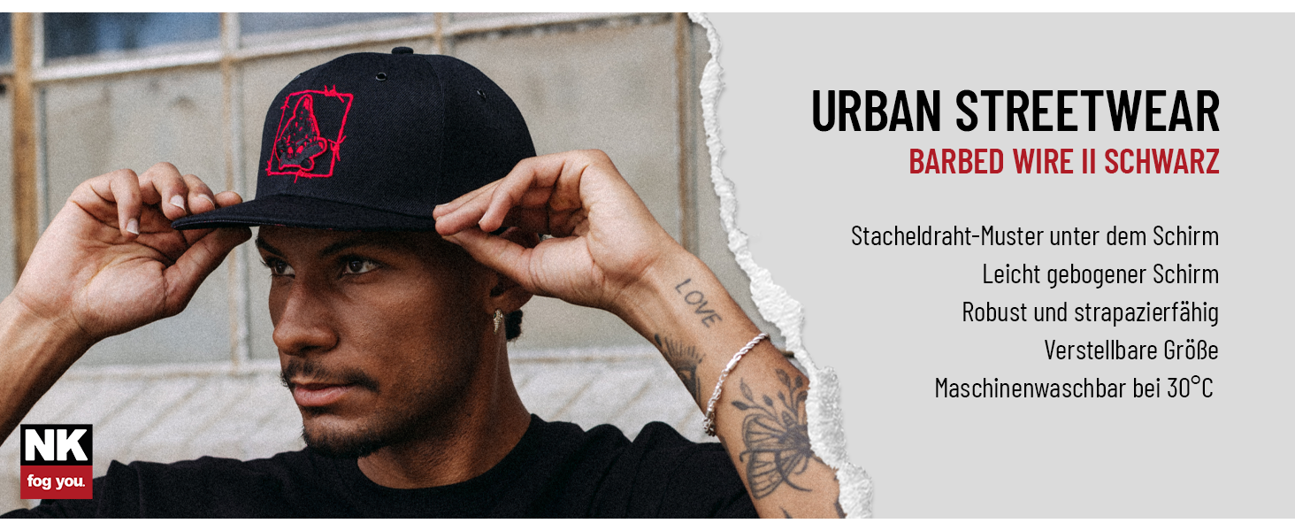 Кепка-снэпбек Nebelkind Unisex з принтом «Колючий дріт», регульована бейсболка в стилі streetwear з прямим козирком, чорна