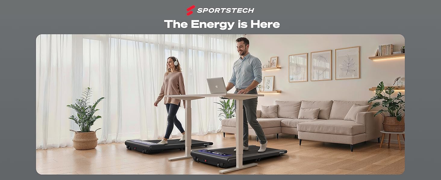 Тренажер Sportstech sWalk Fold: компактний біговий доріжки для дому з LED-підсвіткою та керуванням через додаток, до 6 км/год, 120 кг