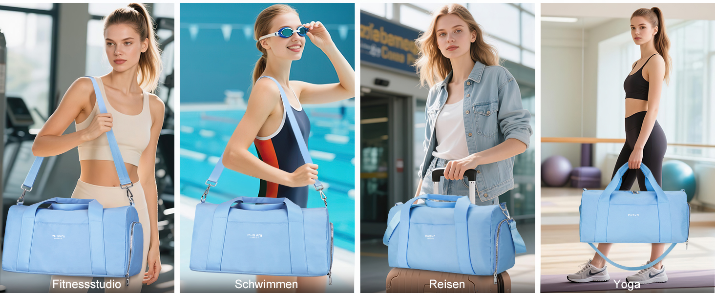 Спортивна сумка 16 дюймів для жінок та дітей з відділенням для взуття та водонепроникним розділенням, фіолетовий колір, 16 розмірів (19 розмірів-блакитний)