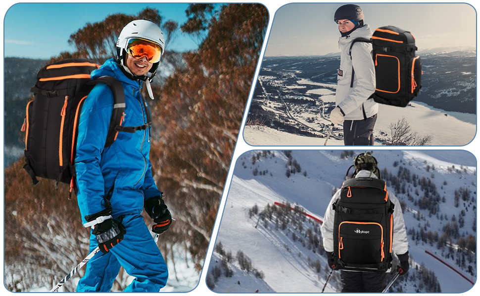 Чорний рюкзак для лиж та сноуборду HP з відділенням для шолома, 70L