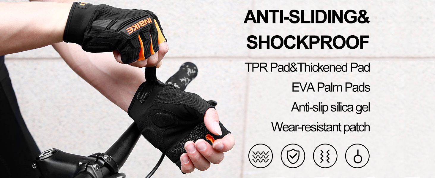 Велосипедні рукавички Inbike напівпальцеві літні, дихаючі з TPR накладками на пальці та Eva Pad, нековзкі, MTB рукавички для чоловіків та жінок MH020 L, чорний/зелений
