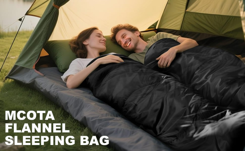 Спальний мішок Baumwoll-Flanell для дорослих, 100% бавовняний, для кемпінгу, походів, 3-4 сезони (Чорний/Блакитний)