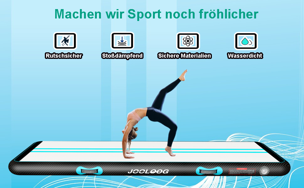 Гімнастичний надувний мат Air Tumbling Matte з електричним насосом, 200х100х10 см, для дому, спортзалу, йоги, фітнесу, челедингу, різних розмірів (2 м, 3 м, 4 м, 5 м, 6 м)