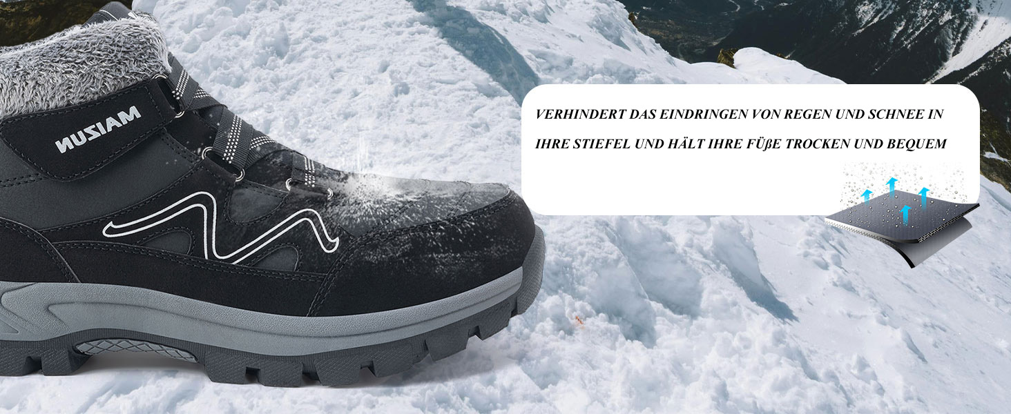 Чоловічі зимові черевики: теплі, з підкладкою з хутра, легкі, водонепроникні, зручні, до щиколотки, для туризму (45.5 EU, Чорний)