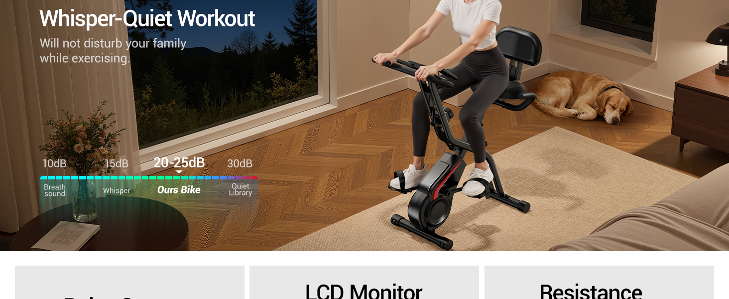 Ергометр UMAY Hometrainer 5-в-1: Велотренажер складаний для дому, магнітний опір, пульсометр, LED-дисплей, до 136 кг, чорний