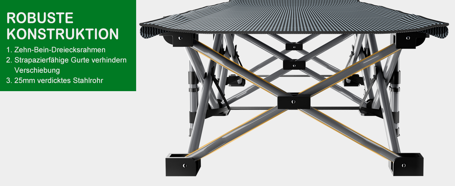 Розкладне ліжко ZIKEBTUY для кемпінгу та відпочинку: міцне, з матрацом, 190x71x36 см (сірий)