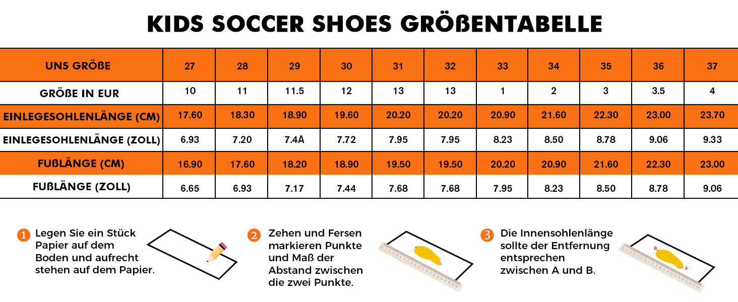Дитячі футбольні бутси JABASIC для хлопчиків та дівчаток, оранжевого кольору, 28 EU