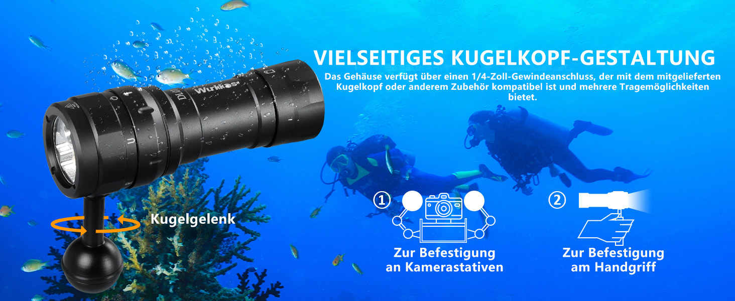 Ліхтар під водою Wurkkos DL07: 3000 люмен, 100 метрів, USB, з UV/Red світлом