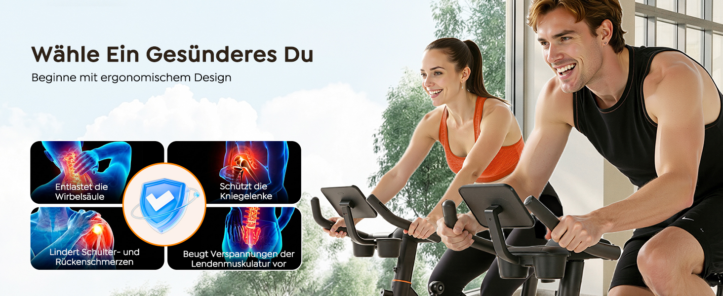 Велотренажер Hometrainer: тихий, ергономічний, з пульсометром та підтримкою для пляшки та гантелей, 160 кг, помаранчевий