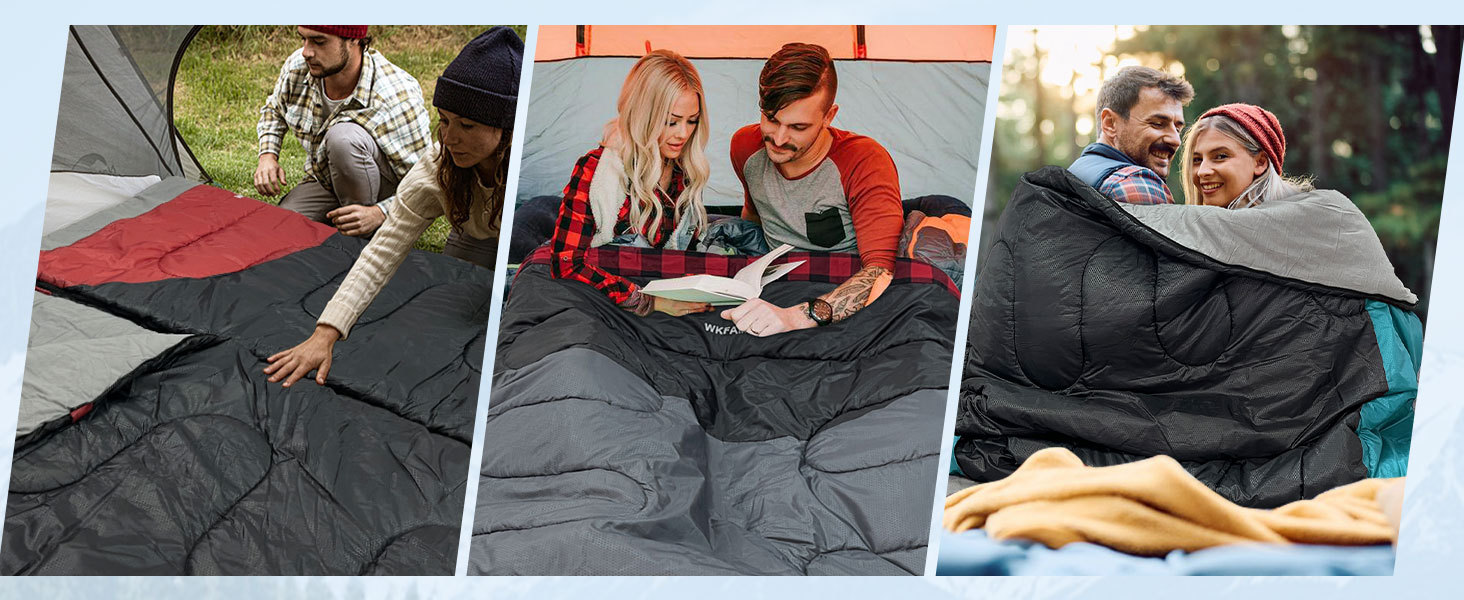 Спальний мішок для двох дорослих, 220x150 см, фланель, Navy, водонепроникний, для кемпінгу та подорожей