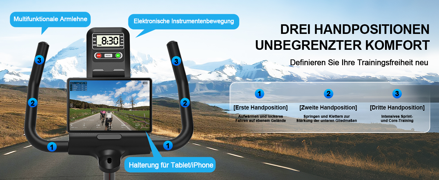 Велотренажер DMASUN з магнітним опором, тихий та стабільний, ергометр з сумісністю з додатком та LCD-монітором, покращений велотренажер для дому, 180 кг, блакитний