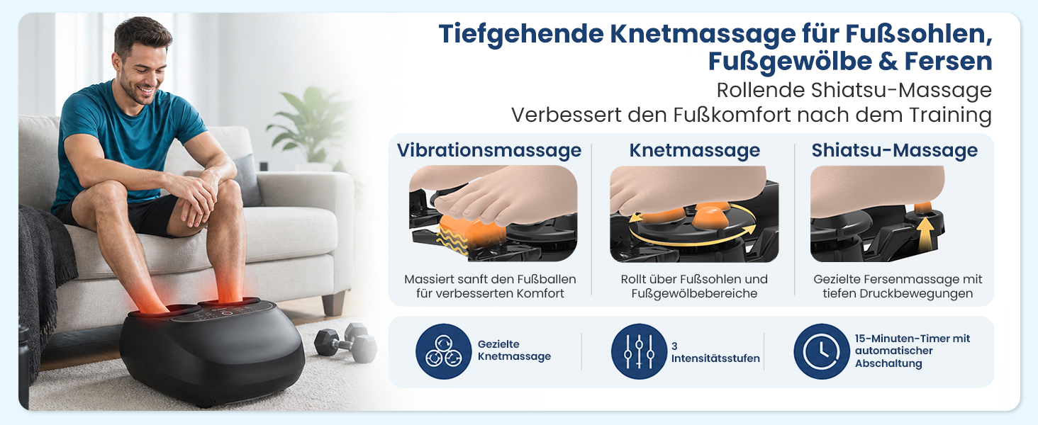 Масажер для ніг COMFIER Shiatsu з функцією підігріву, електричний інфрачервоний масажер стоп (34.5x18.7x40.5 см)