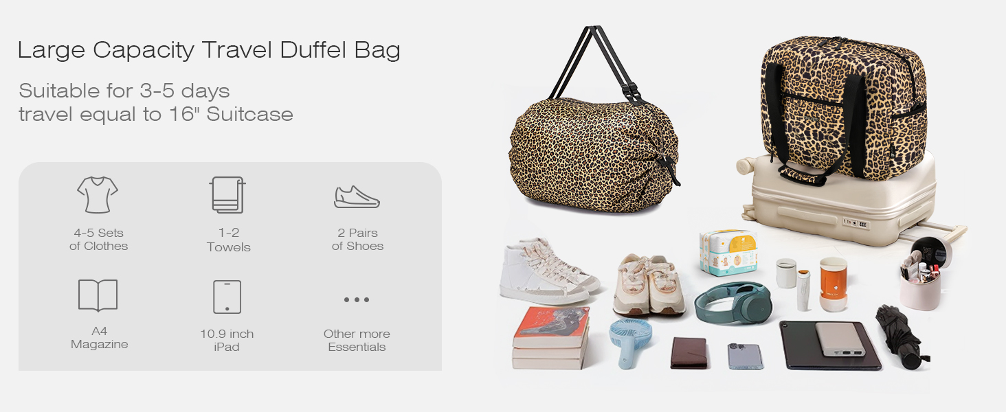 Спортивна сумка-рюкзак SPAHER Leopard: 40x30x20 см, для ручної поклажі Wizzair, Vueling, для подорожей, фітнесу, дамам та чоловікам