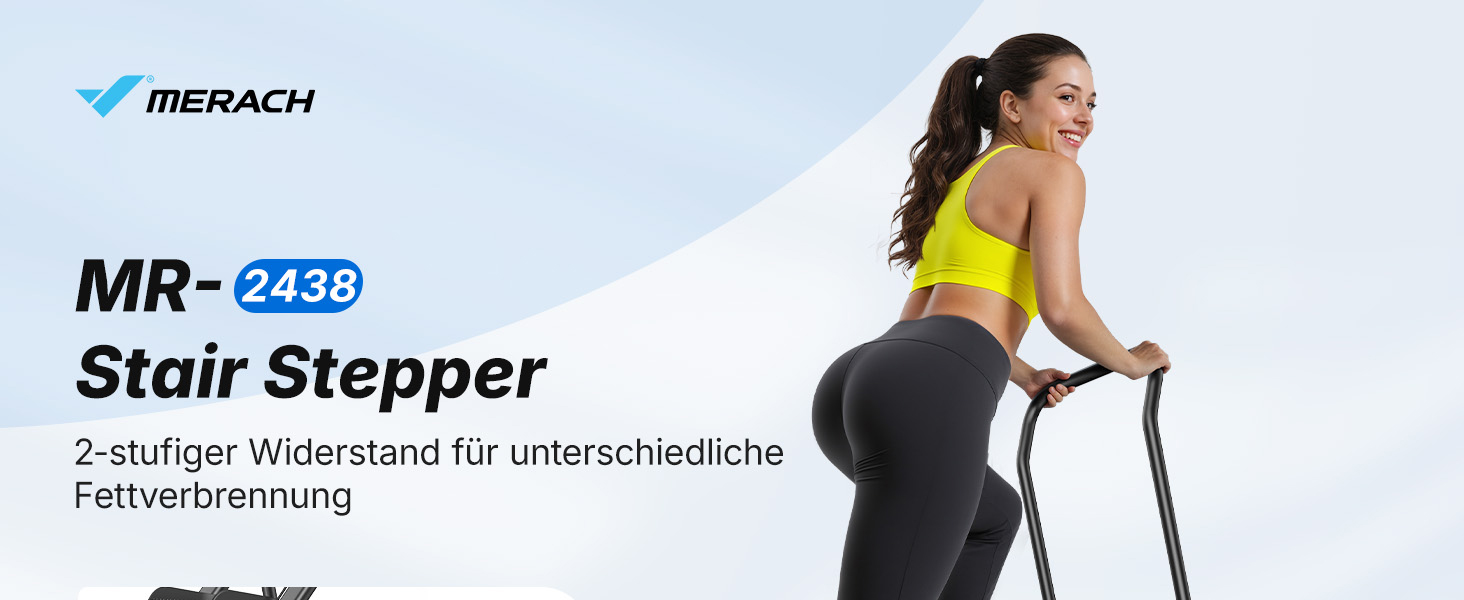MERACH Сходи-степер для дому, вертикальний тренажер для кардіо та загальної фізичної підготовки, компактний, складаний, з регульованою висотою кроку, ручками та педалями (2438BR2)