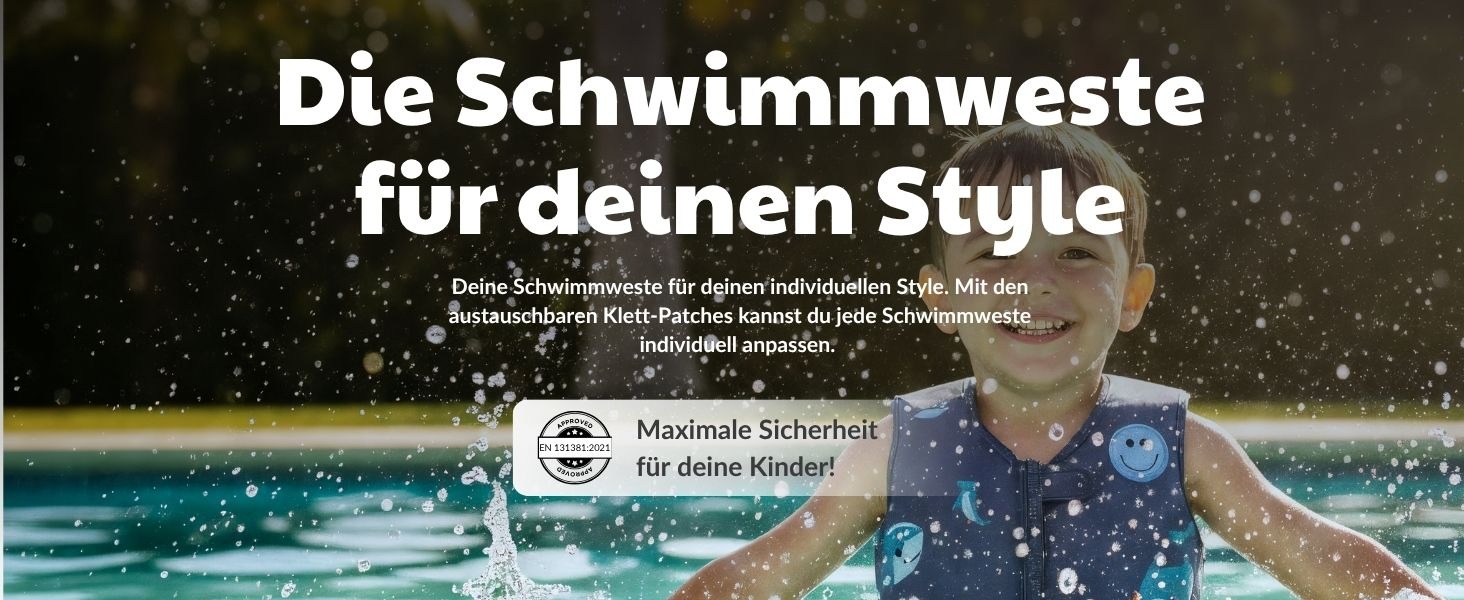 Навчальний плавець для дітей NOARD Kinder Schwiweste: 40+ нашивок для персоналізації, різні дизайни та розміри, 15–30 кг, 2–6 років, сертифікат EN 13138-1:2021, Siply green (L, Ocean Friends)