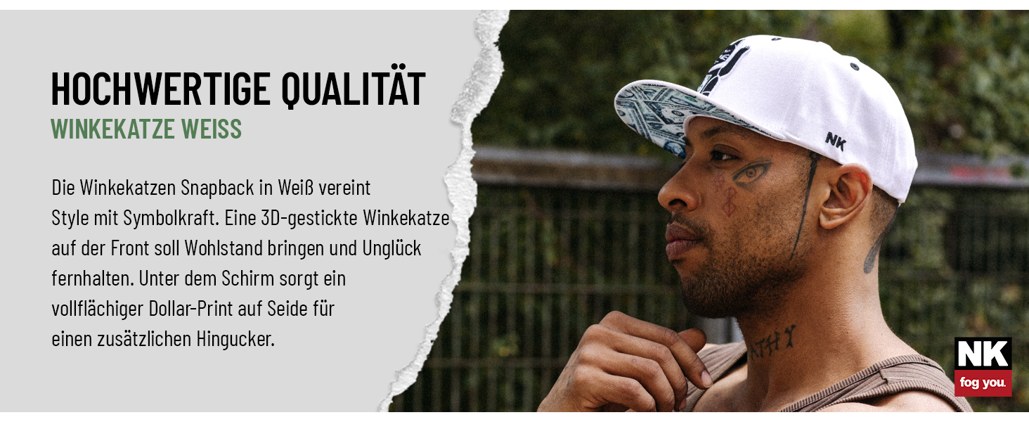 Кепка-снэпбек Nebelkind Winkekatze унісекс з прямим козирком, регульована, біла, стиль streetwear