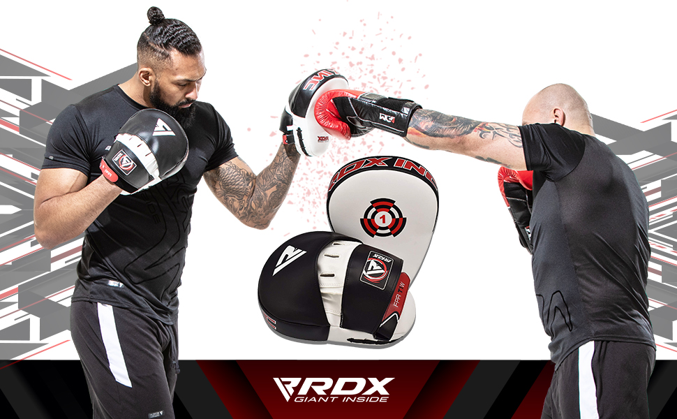 Набір для тренувань тайського боксу RDX: щити, цілі, подушки для ударів (білий/чорний)
