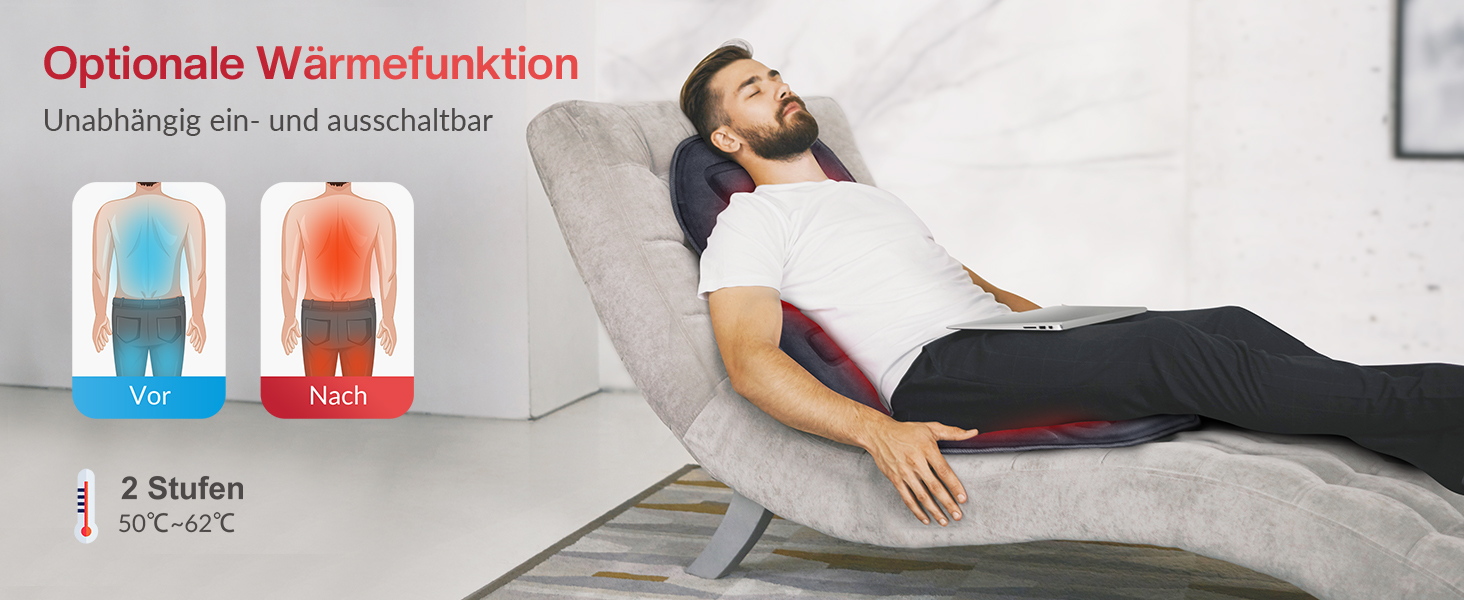 Масажне сидіння Comfier з підігрівом та вібрацією для спини та шиї, подушка для розслаблення, масажер для дому та офісу, подарунок для жінок (Блакитний)