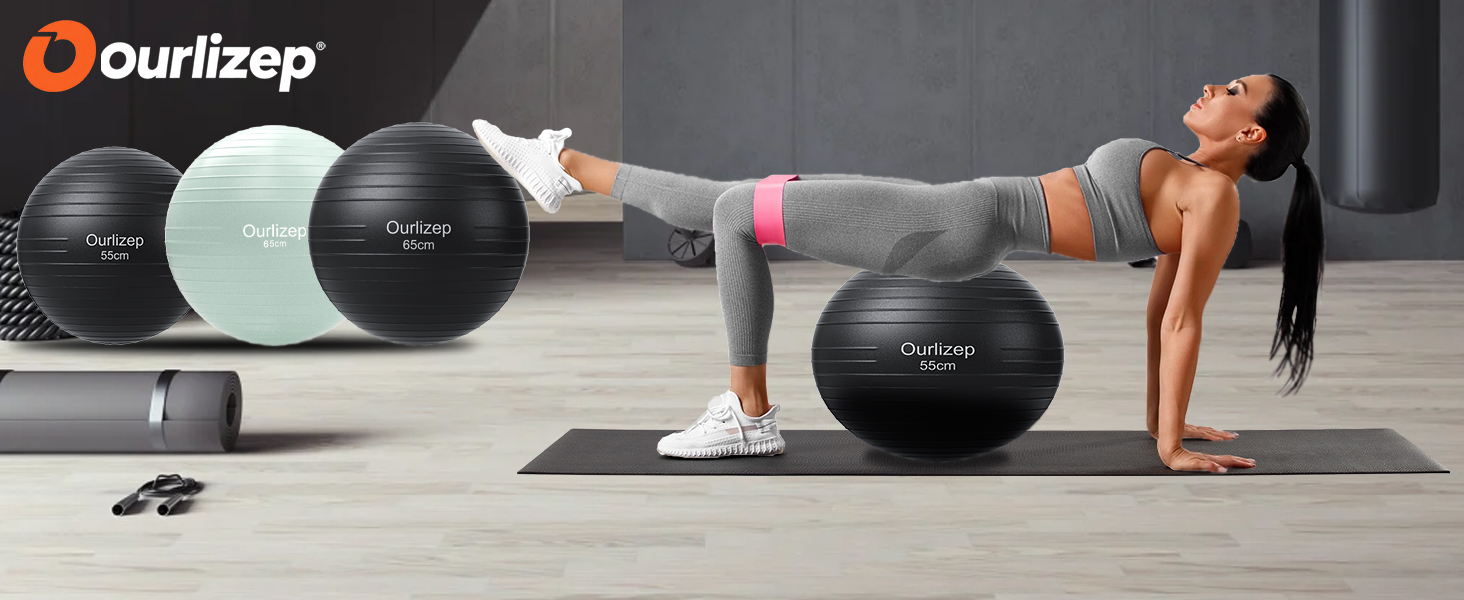 Гімнастичний м'яч для фітнесу, йоги та тренувань: 55-65 см, зелений. В комплекті насос.