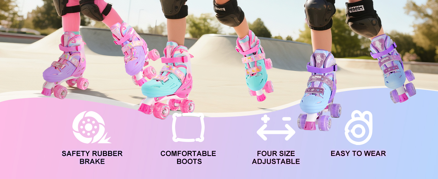 Роликові ковзани 2PM SPORTS для дітей: регульовані, рожево-блакитні, розмір 32-36 EU