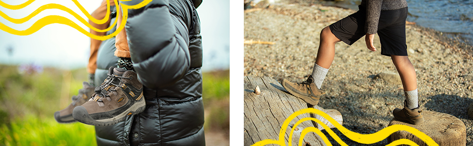 KEEN Targhee Mid WP - водонепроникні трекінгові черевики для дітей та дорослих, Dark Earth Golden Brown