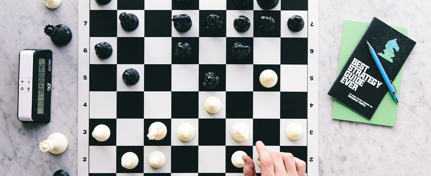 Професійний шаховий набір Best Chess Set Ever 3X з утяжеленими фігурами Staunton (король 10,3 см), силіконовою двосторонньою складною дошкою 50x50 см, для турнірів, дорослих і дітей