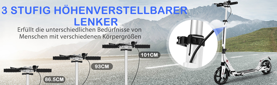 COSTWAY Розкладний електросамокат для дітей та дорослих, білий. Самокат з дзвінком, підніжкою, вантажопідйомністю 100 кг та ременем для перенесення