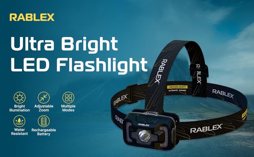 LED-ліхтар на голову RB655, 300 люмен, 7 режимів, акумулятор, USB-зарядка, червоне світло, сенсор, IPX4, водонепроникний, для кемпінгу та піших прогулянок