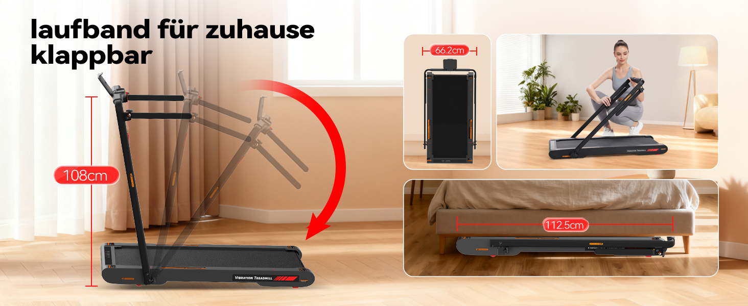 Sperax 4-в-1 Віброплатформа та біговий доріжка для дому, 0.3-6 км/год, 400W, без монтажу, чорно-червоний