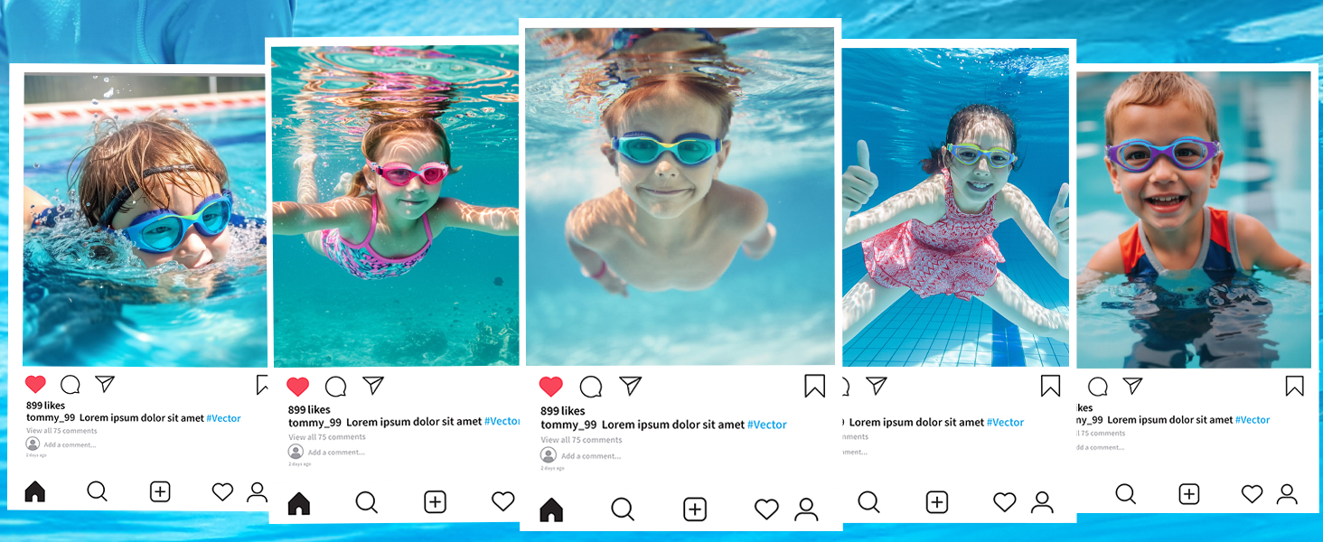 Дитячі окуляри для плавання Schwimmbrille: захист від УФ-променів та запобігання запотіванню, водонепроникні, для хлопчиків та дівчаток 6-14 років, сині + темно-сині
