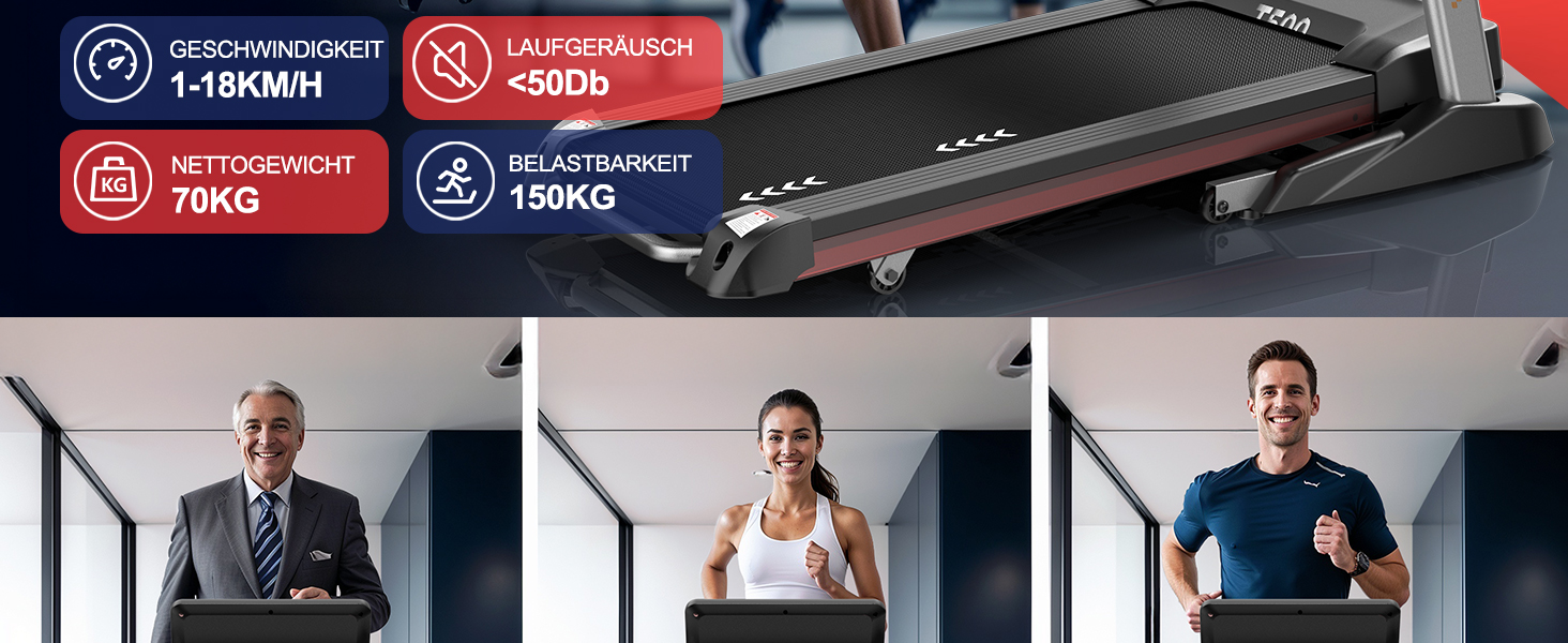 Біговий тренажер CharonFit T800: складний, потужний, до 160 кг, 20 км/год, з монітором, для дому
