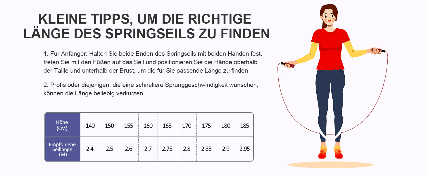 Скакалка Springseil: регульована, довговічна, з підшипниками 360°, без скручування, з ручками з Memory Foam, антиковзка, з сумкою для перенесення