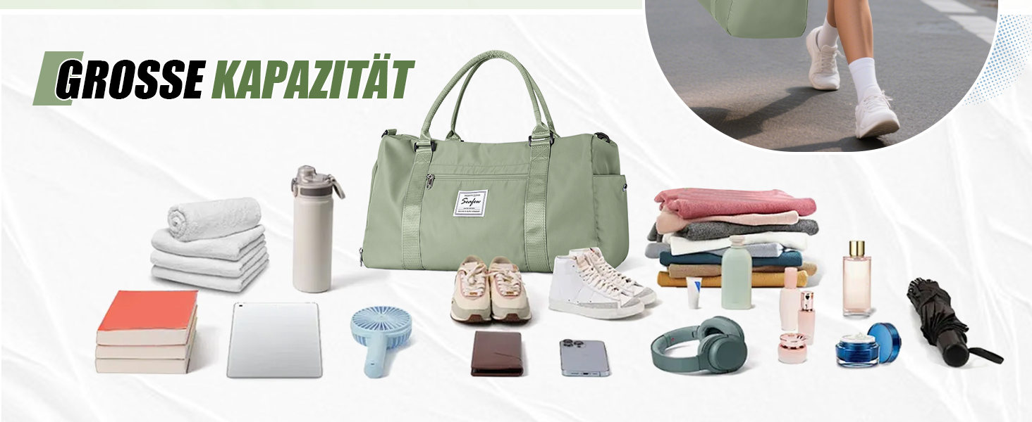 Спортивна сумка HYC00 для жінок та чоловіків, дорожня сумка-вояджер, Gym bag, сумка для плавання, йоги, тренувань, з відділенням для мокрого одягу та взуття, армійний зелений