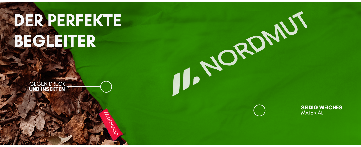 Спальний мішок NORDMUT® для подорожей: ультралегкий, з мікрофібри або бавовни, дихаючий, з кишенькою для подушки (зелений, поліестер)
