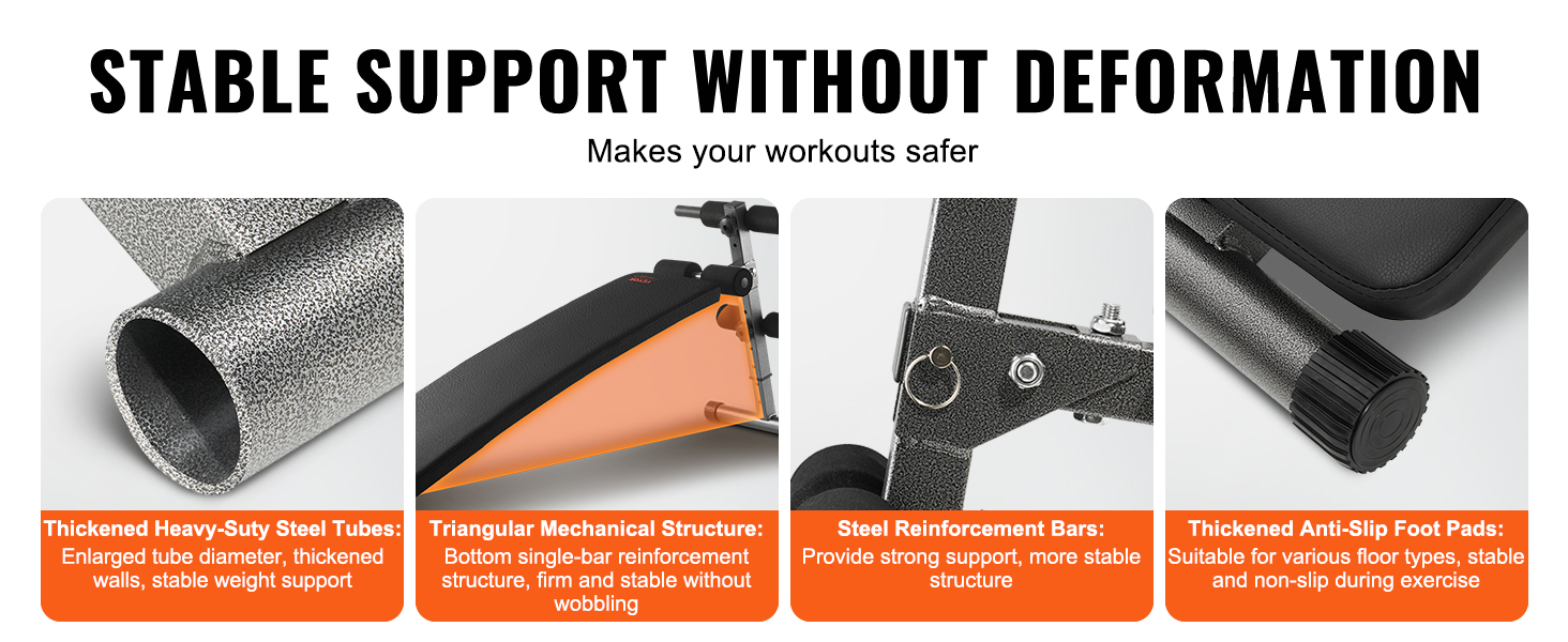 VEVOR лавка для віджимань, Bauchbank з обертовим руків'ям, регульована висота, міцна сталь, вантажопідйомність 500/600/453,6 кг для домашніх тренувань, силові вправи, м'язи всього тіла (лавка для пресу/500lbs)