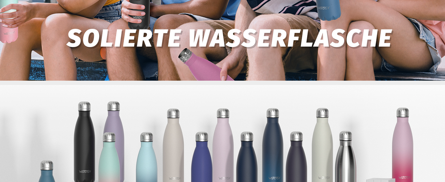 Термос-пляшка для спорту WATERSY 500 мл, нержавіюча сталь, дитяча, з подвійними стінками, чорна, без BPA