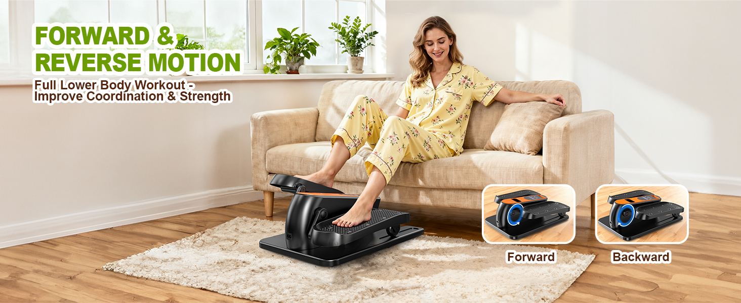 Електричний еліптичний тренажер для дому під стіл з пультом дистанційного керування, дисплеєм, 12 швидкостей, тихий та портативний степер для літніх людей, підлітків та дорослих.