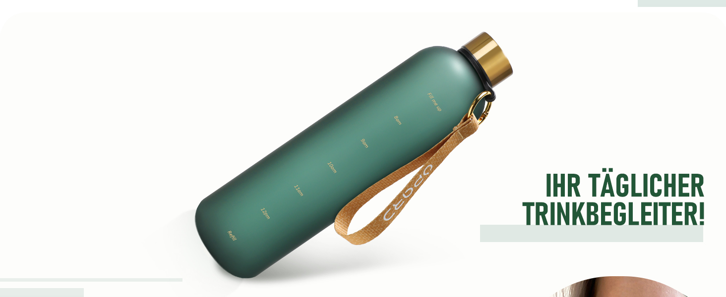 Спортивна пляшка для води Opard 1л/800мл, Tritan, без BPA, для фітнесу та занять спорту, зелений колір